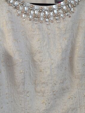 Vince Camuto Strapless Textured Cocktail Dress with Beaded Neckline